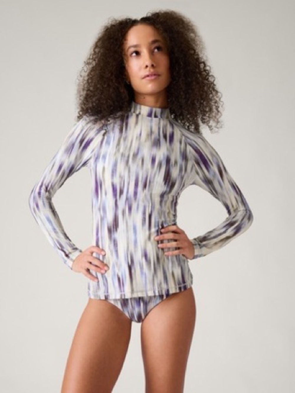 Athleta  North Point Rashguard In Grey Abstract